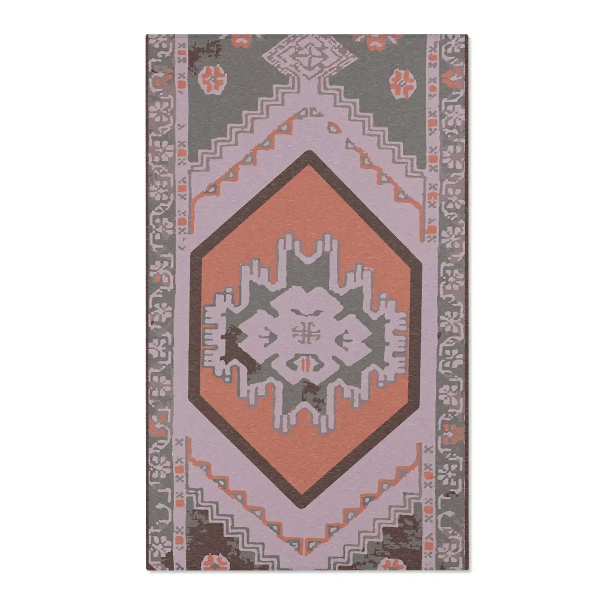 Southwestern Diamond Rust and Mauve Accent Rug