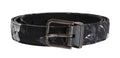 Men's Black Cayman Linen Leather Belt Cotton