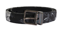 Men's Black Cayman Linen Leather Belt Cotton