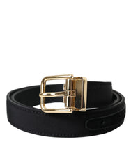 Black Gros Grain Gold Metal Buckle Belt Men Leather