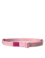 Pink Canvas Stretch Plastic Buckle Women Belt Pc Pp Pe