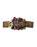Women's Multicolor Embellished Floral Crystal Wide Waist Belt