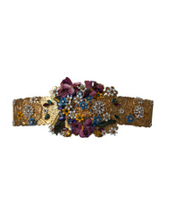 Women's Multicolor Embellished Floral Crystal Wide Waist Belt