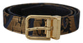Women's Multicolor Jacquard Leather Logo Buckle Belt