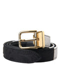 Women's Black White Patchwork Gold Metal Buckle Belt And