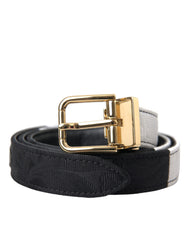 Women's Black White Patchwork Gold Metal Buckle Belt And
