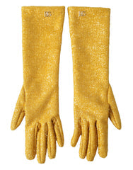 Women's Gold Lurex Fantasia Mid Arm Length Gloves