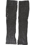 Women's Gray Viscose Knitted Finger Less Gloves Polyester Film Fiber