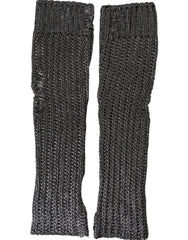 Women's Gray Viscose Knitted Finger Less Gloves Polyester Film Fiber