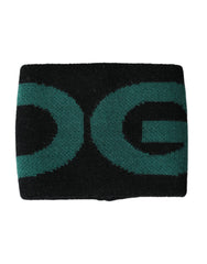 Men's Black Green Wool Logo #dgmillennials Wristband And Virgin Nylon Elastane Accessory