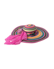 Women's Multicolor Fantasy Wide Brim Floppy Hat Straw