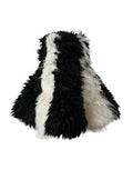 Women's Black White Stripes Mohair Fur Bucket Hat And Nylon