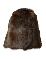 Women's Weasel Fur Beanie Brown