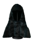Women's Black Weasel Fur Whole Head Wrap Hat