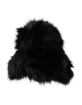 Black Faux Fur Womens Bucket Hat Polyester