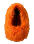 Women's Orange Faux Fur Whole Head Wrap Hat Modacrylic Polyester