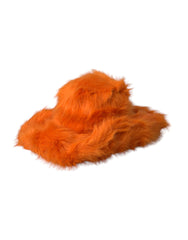 Women's Orange Faux Fur Polyester Fedora Hat