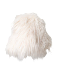 White Acrylic Fur Womens Bucket Hat Polyester Modacrylic