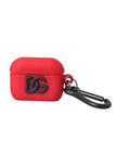 Women's Red Silicone Rubber Logo Embossed Airpods Case Accessory