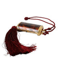 Women's Brown Leopard Mini Mirror Tassel Make Up Holder Bag Leather