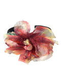 Rose Pink Silk Floral Black Tiara Women Hairband Diadem Polyester Accessory