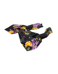 Black Floral Applique Silk Women Headband Diadem Accessory