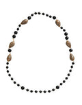 Women's Gold Tone Brass Black Printed Beaded Long Chain Necklace