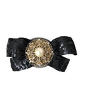 Women's Black Sequin Pearl Handmade Brooch Hair Pin Brass Accessory