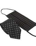 Men's Black White Polka Dots Silk Necktie Face Mask And Accessory