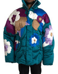 Men's Multicolor Floral Windbreaker Puffer Jacket Polyester Clothing