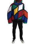 Men's Multicolor Quilted Hooded Puffer Jacket Polyester Nylon Clothing