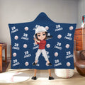 Manta suave con capucha personalizada de pelotas de dibujos animados con nombre y número Regalo de cumpleaños de equipo para los amantes del deporte