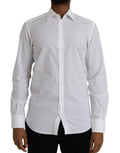 White Logo Cotton Men Dress Gold Shirt