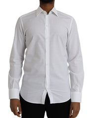 White Logo Cotton Men Dress Gold Shirt