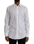 Men's White Polka Dotted Cotton Dress Gold Shirt
