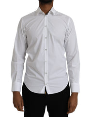 Men's White Cotton Long Sleeve Dress Martini Shirt