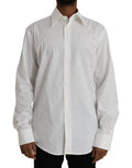 Men's White Cotton Dress Slim Fit Gold Shirt Elastane