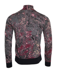 Multicolor Graphic Turtle Neck Men Sweater Silk Viscose Polyester Clothing