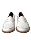 Men's White Leather Slip On Mocassin Loafers Shoes Off