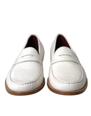 Men's White Leather Slip On Mocassin Loafers Shoes Off