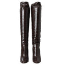 Women's Brown Exotic Leather Heels High Boots Shoes Moluro Python