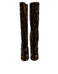 Unisex Brown Giraffe Velvet Leather Boots Shoes Viscose