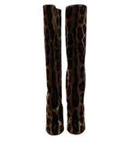 Unisex Brown Giraffe Velvet Leather Boots Shoes Viscose
