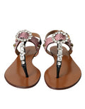 Women's Multicolor Crystal Sandals Flip Flops Shoes Ayers Lamb Leather