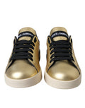 Gold Portofino Calf Leather Sneakers Women Shoes Black