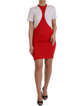 Women's Red Nylon Stretch Bodycon Sheath Mini Dress Elastane