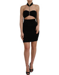 Women's Black Cut Out Sleeveless Bodycon Mini Dress Viscose Elastane