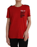 Women's Red Cotton Graphic Print Crew Neck T-Shirt