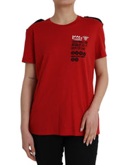 Women's Red Cotton Graphic Print Crew Neck T-Shirt