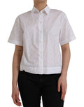 Women's White Collared Short Sleeve Polo Shirt Top Cotton